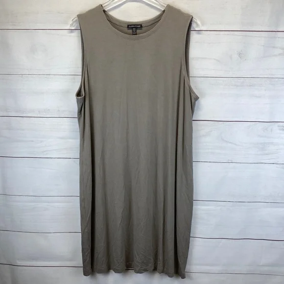 Eileen Fisher | Dresses | Eileen Fisher Silk Jersey Dress Tan Xl | Poshmark